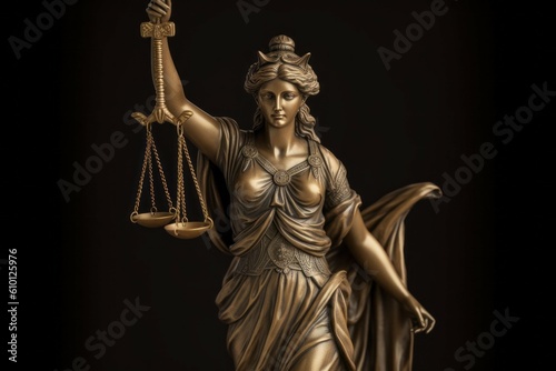 Sculpture of Themis. Justice concept. AI generated  human enhanced