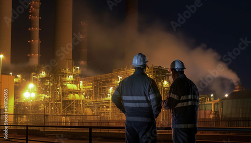 power plant engineer working at night