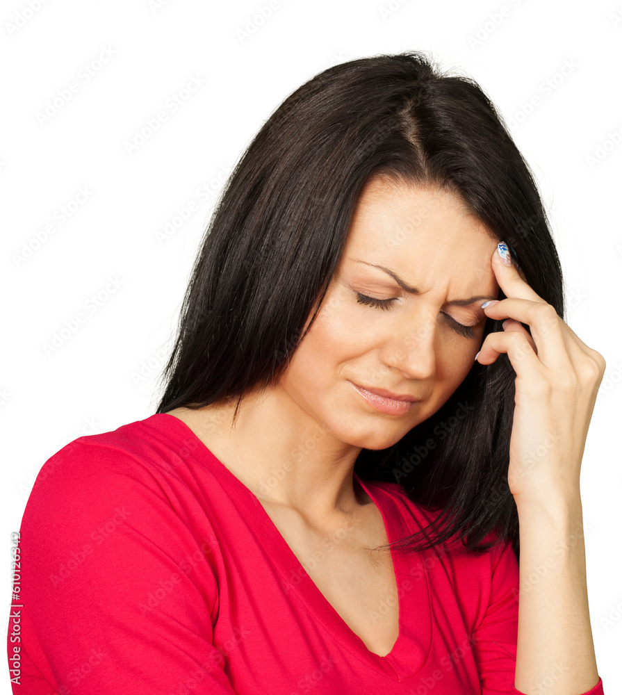 Sick Woman with Head Resting on Hand - Isolated Sick Woman with Head Resting on Hand - Isolated