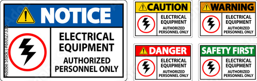 Electrical Safety Sign Danger, Electrical Equipment Authorized Personnel Only