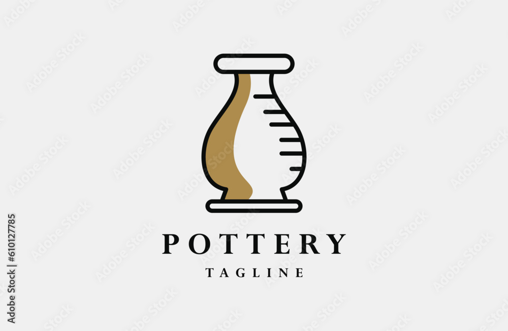 pottery logo icon design template flat vector line style . pottery logo icon design template flat vector line style .