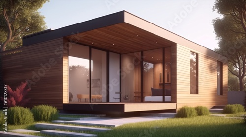 Modern minimalist wood house concept