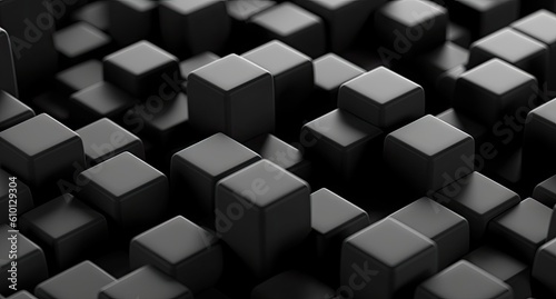 3d render of geometric black blocks Generative AI