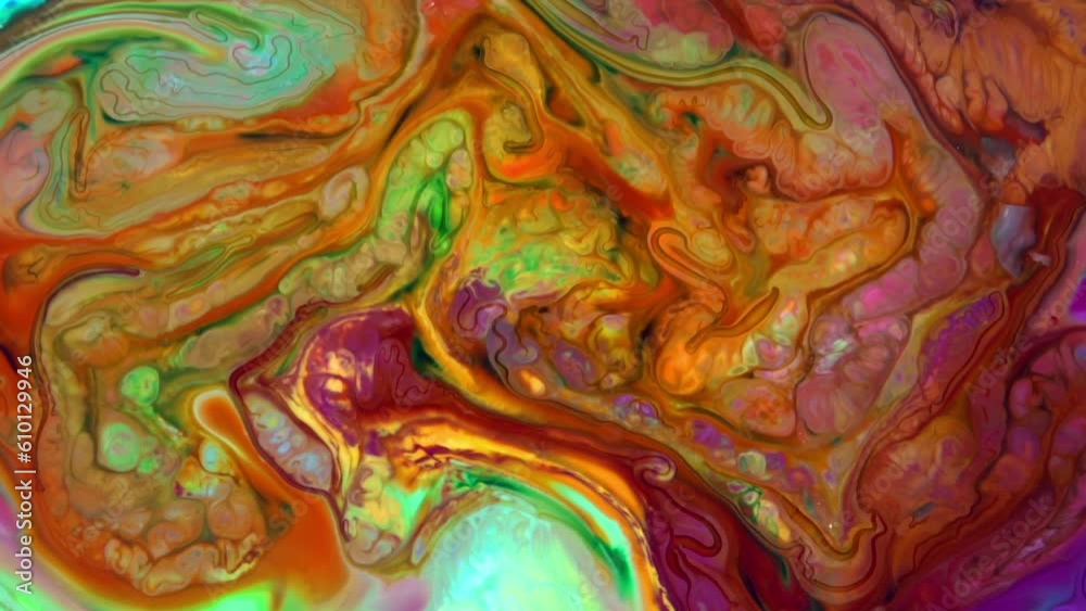 Liquid Colorful Paint Pattens Mix in Slow Motion. Liquid Color Paint Patterns Texture Top View. Multicolor Liquid Paint Surface. Liquid Colorful Paint Pattens Mix in Slow Motion. Liquid Color Paint Patterns Texture Top View. Multicolor Liquid Paint Surface.