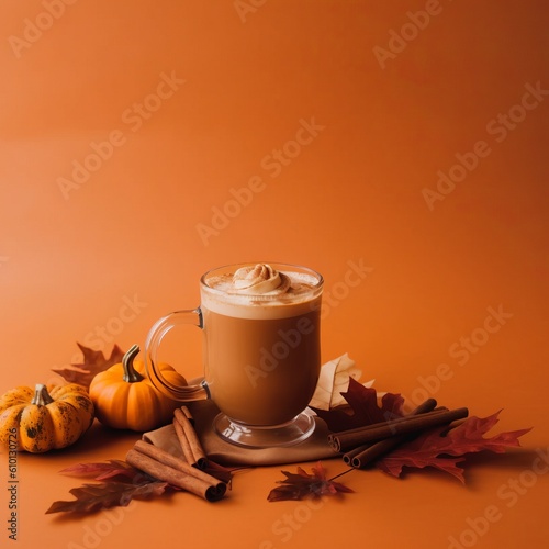 A pumpkin spice latte, generative AI.  photo