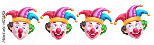 Obraz na plátně Clown character vector set design