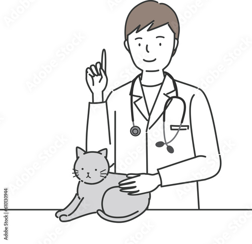 猫の診察をする獣医師