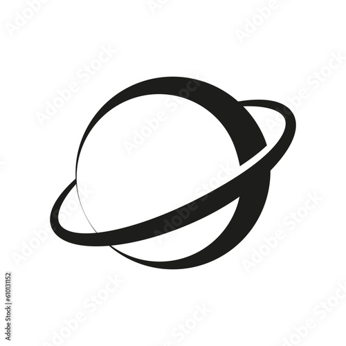 Planet Saturn with planetary ring system flat vector icon for astronomy apps and websites. Vector illustration. Stock image.