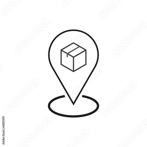 receive order in pick up and collection point, e-commerce concept, click and collect icon, delivery services. Vector illustration. Stock picture.