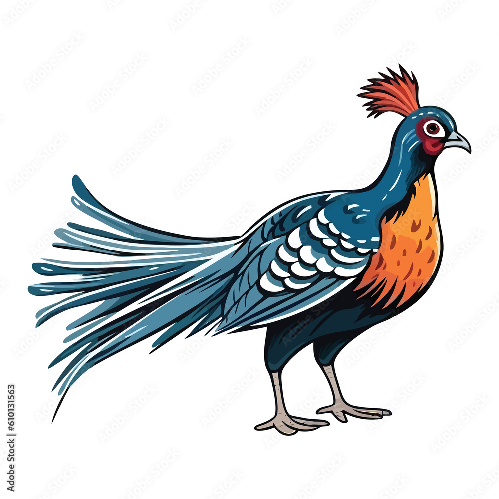 Fototapeta premium Adorable Avian: Cute 2D Pheasant Illustration