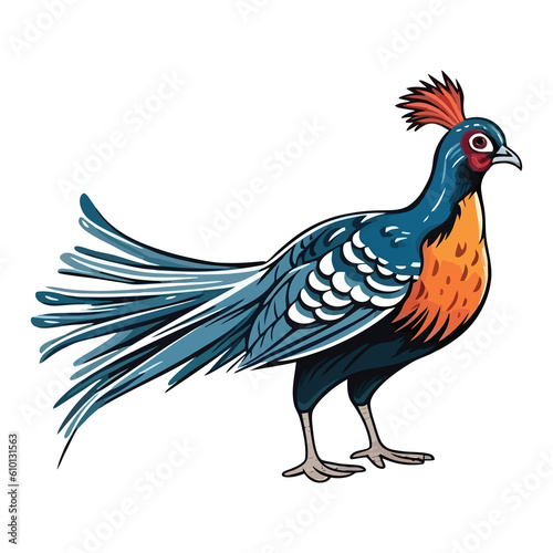 Adorable Avian  Cute 2D Pheasant Illustration