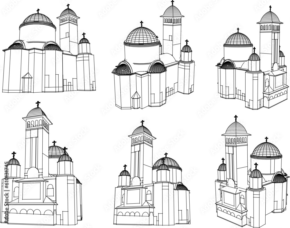 Vector illustration cartoon sketch of holy traditional church with tower
