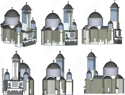 Vector illustration cartoon sketch of holy traditional church with tower