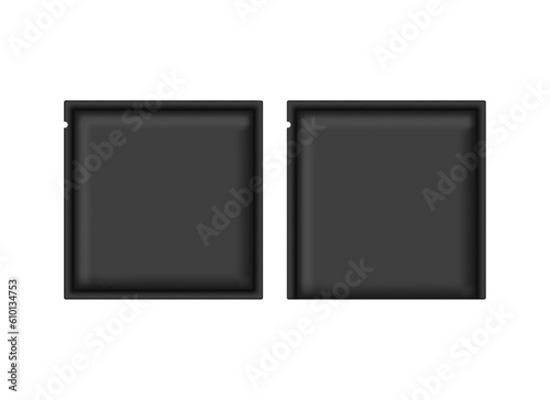 Realistic Black Pouch Sachet Vector Mockup