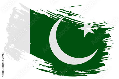 Pakistan brush stroke flag vector background. Hand drawn grunge style Pakistani isolated banner