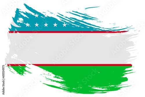 Uzbekistan brush stroke flag vector background. Hand drawn grunge style Uzbek isolated banner