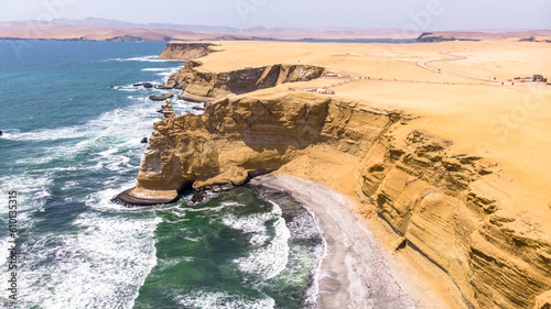 Paracas National Reserve Beach Cliff Drone shot