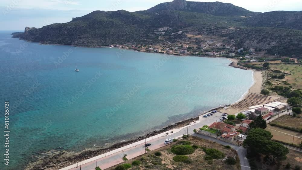 Aerial view over Plytra area in Laconia, Peloponnese, Greece Aerial view over Plytra area in Laconia, Peloponnese, Greece