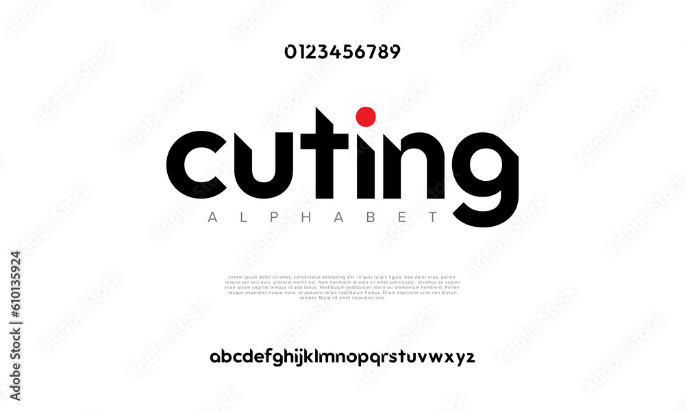 Abstract digital technology logo font alphabet. Minimal modern urban fonts for logo, brand etc. Typography typeface uppercase lowercase and number. vector illustration