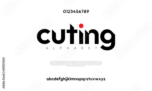 Abstract digital technology logo font alphabet. Minimal modern urban fonts for logo, brand etc. Typography typeface uppercase lowercase and number. vector illustration