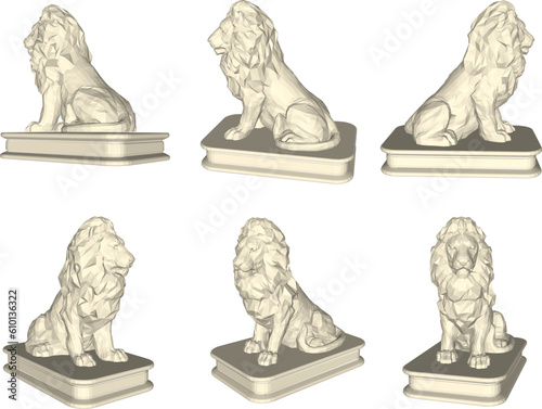 Vector illustration sketch of cartoon lion statue king of the jungle