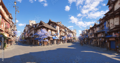 春の日本の古い街並み｜Generative AI
