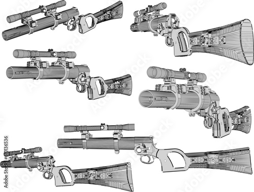 Vector illustration sketch of large caliber rifle gun cartoon