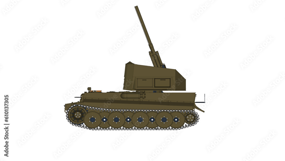 Fototapeta premium Vector sketch illustration of a battle tank full of weapons for battle