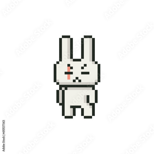 Bad rabbit character, pixel art animal