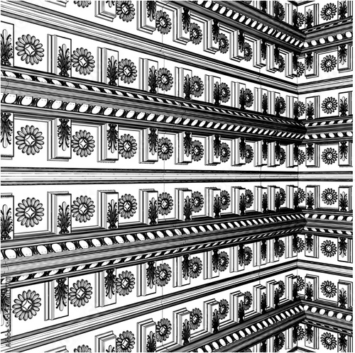 Antique Wall Panel Vector. Illustration Isolated On White Background. Classic Wall Panel Texture Pattern Background.