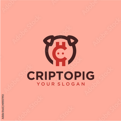 crypto logo design with pig or piggy bank