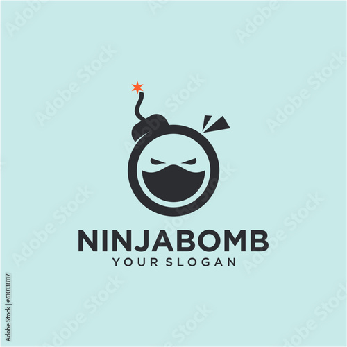 ninja logo design with bomb or explosion