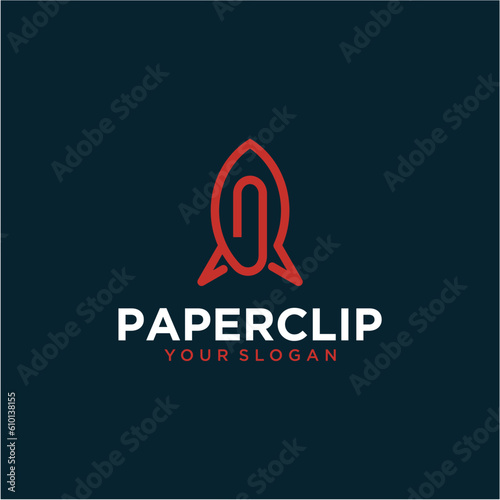 paperclip logo design with rocket