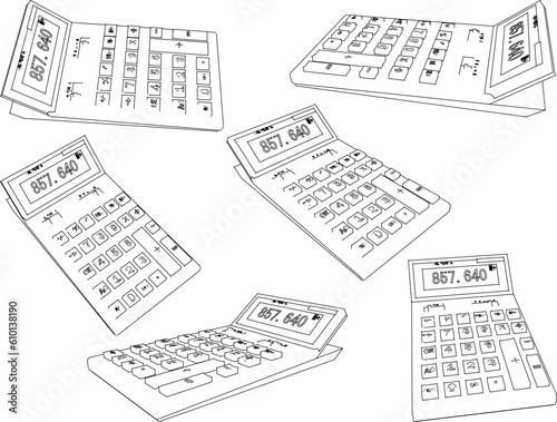 Vintage ancient calculator cartoon illustration vector sketch