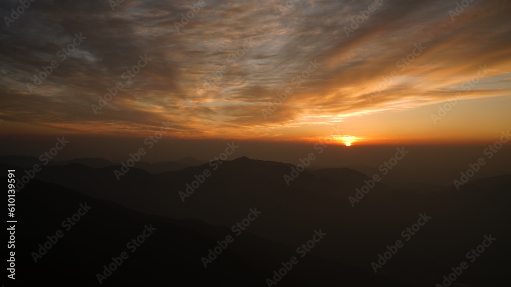 Beautiful sunrise scenery of Jirisan Mountain in South Korea