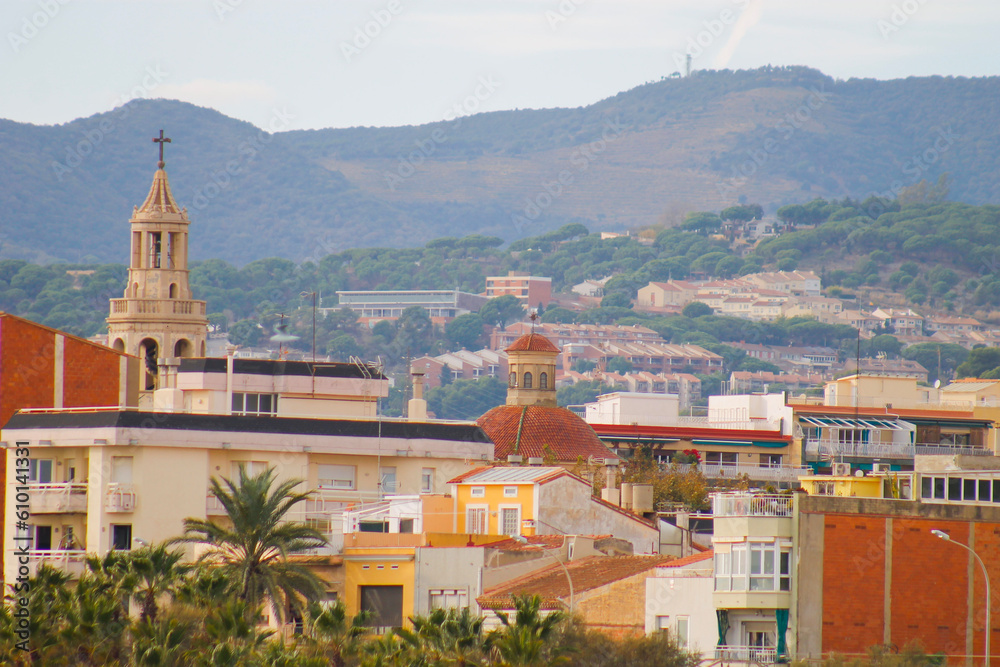 view of the city, Premia de Mar. Cataluyna - obrazy, fototapety, plakaty 