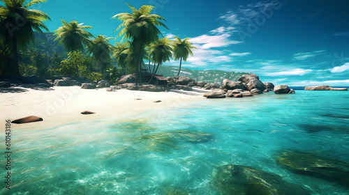 tropical beach in summer background ai generated © XMind
