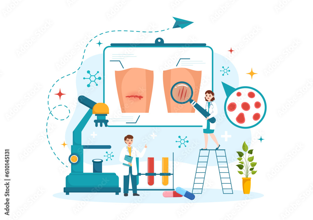 Hemophilia Vector Illustration with Doctor Examining Injured Knee or Joint and Blood Disorders in Healthcare Flat Cartoon Hand Drawn Templates Hemophilia Vector Illustration with Doctor Examining Injured Knee or Joint and Blood Disorders in Healthcare Flat Cartoon Hand Drawn Templates