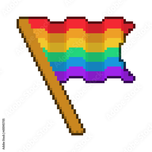 Pixelated Flapping Pride Flag, Isolated