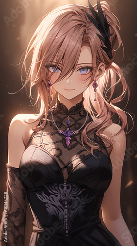 hand drawn anime beautiful girl illustration
