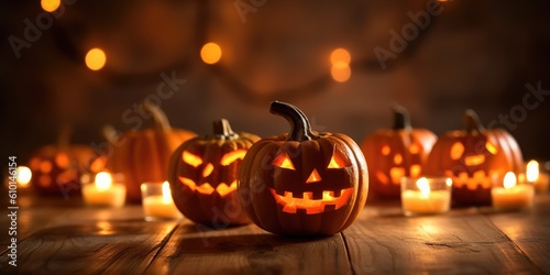 pumpkin jack-o halloween with generative ai © Daunhijauxx