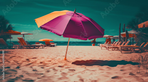 umbrella in beach ai generated