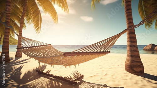 beach hammock background illustration ai generated © XMind