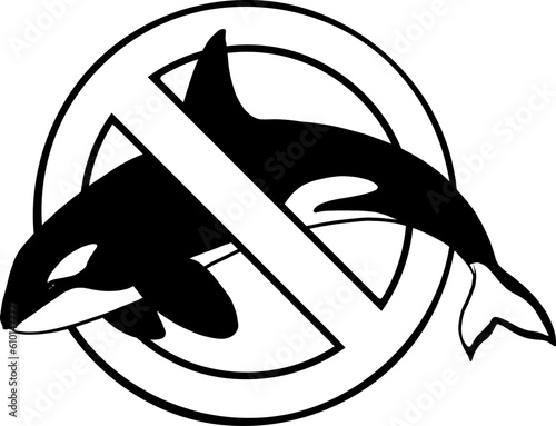 illustration of symbol of ban orca whale vector icon isolated on white background