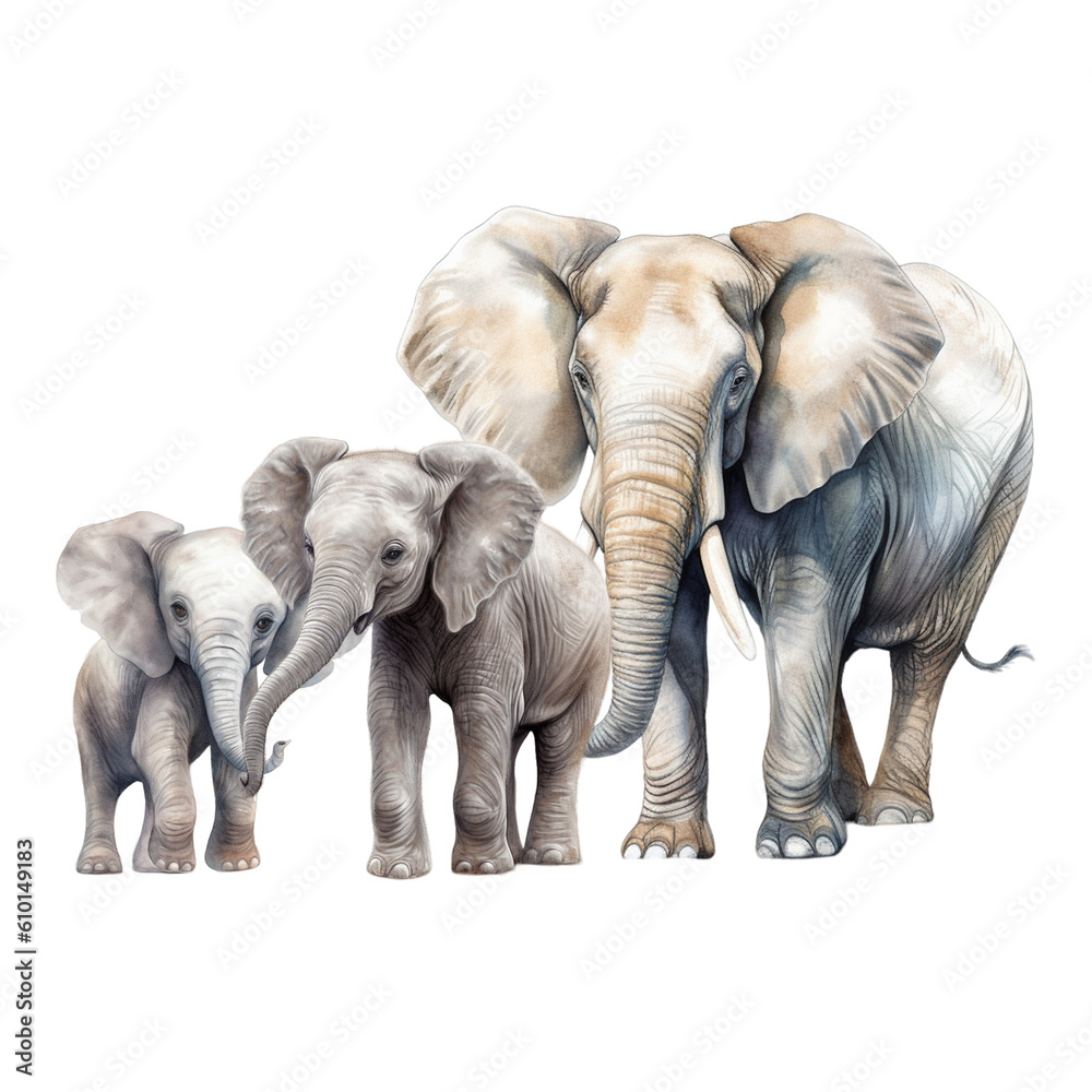 Fototapeta premium Adorable Elephant Family Cliparts