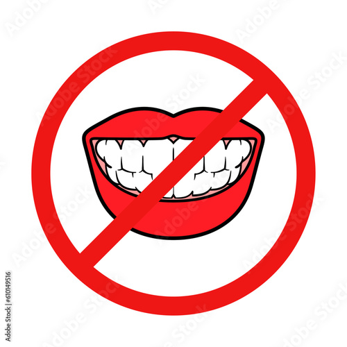 No Smiling or Grinning Sign on White Background
