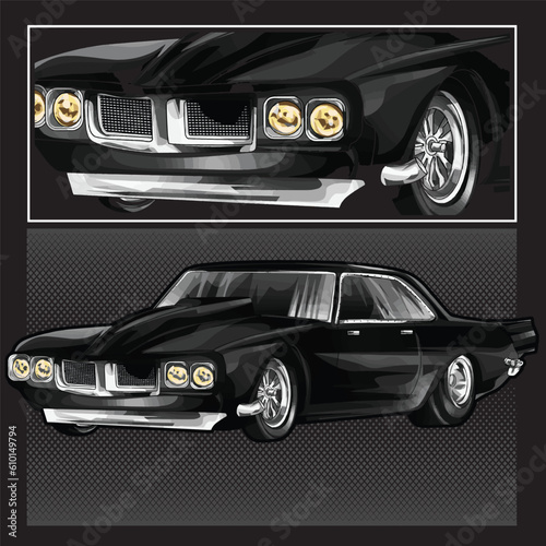 black drag race illustration isolated in black background for poster, t-shirt, graphic design, business element, and card