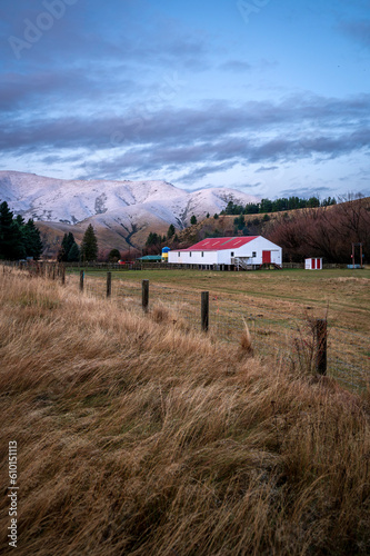 Snowy scenes in Lindis Pass, New Zealand