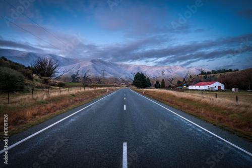 Snowy scenes in Lindis Pass, New Zealand