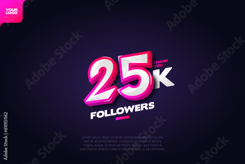 Thank you 25K Followers with Dynamic 3D Numbers on Dark Blue Background